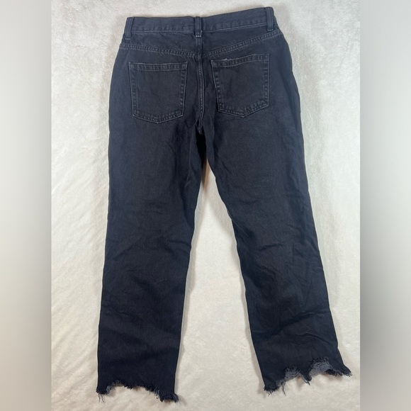 We the Free Size 26 Free People Black Distressed Straight Leg Denim Jeans EUC - Picture 9 of 12